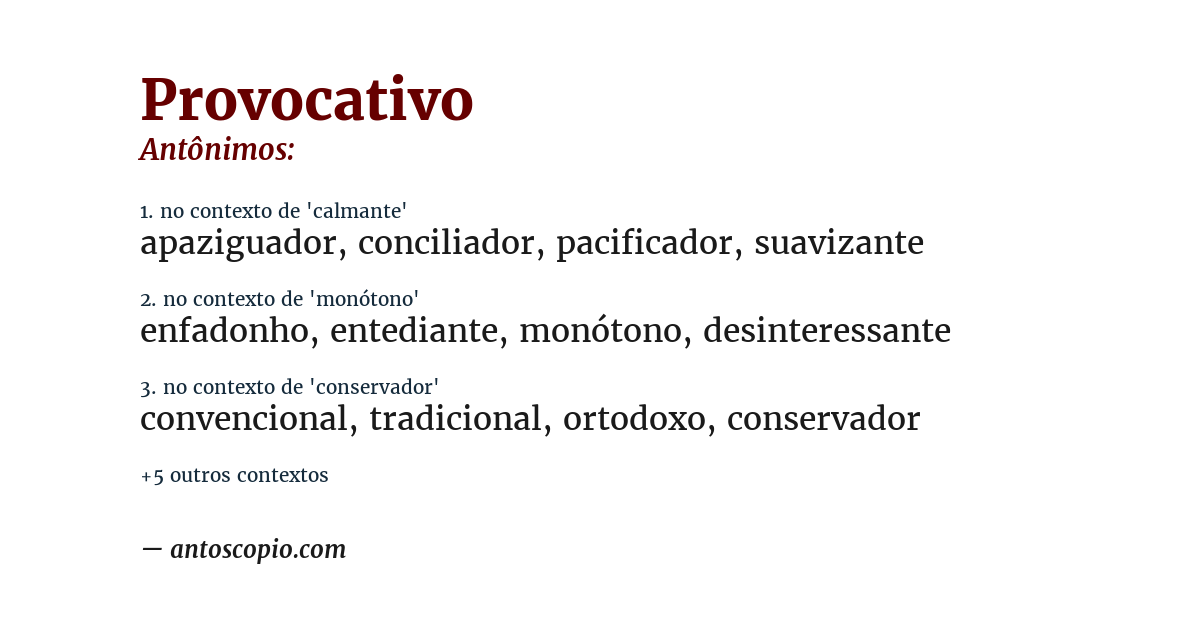Antônimo de provocativo