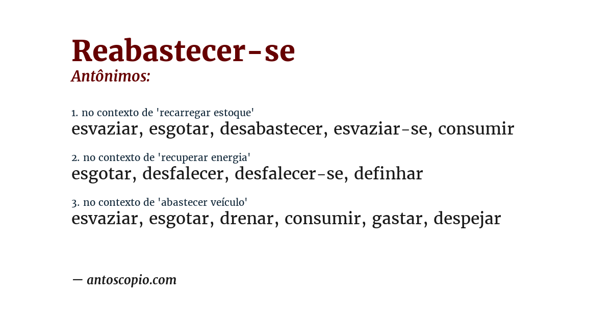 Antônimo de reabastecer-se