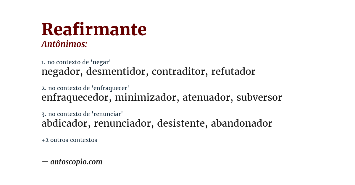 Antônimo de reafirmante