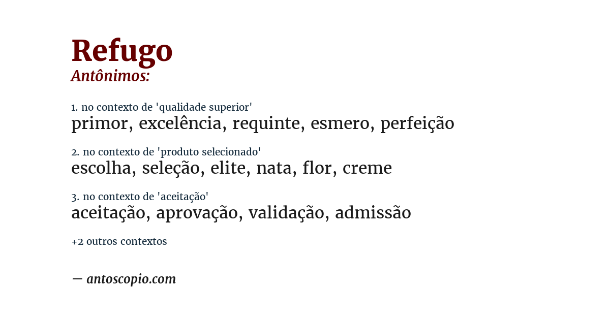 Antônimo de refugo