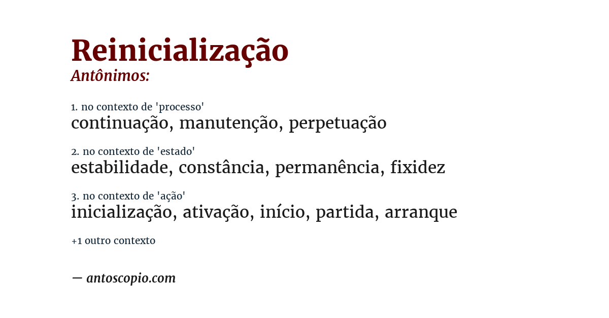Antônimo de reinicialização