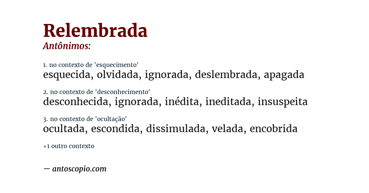Antônimo de relembrada