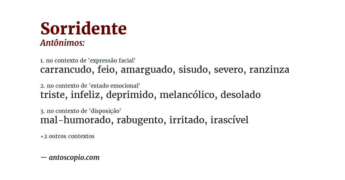 Antônimo de sorridente