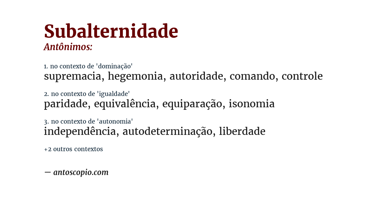Antônimo de subalternidade