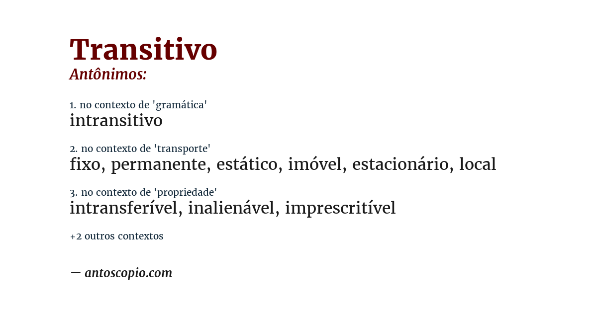 Antônimo de transitivo