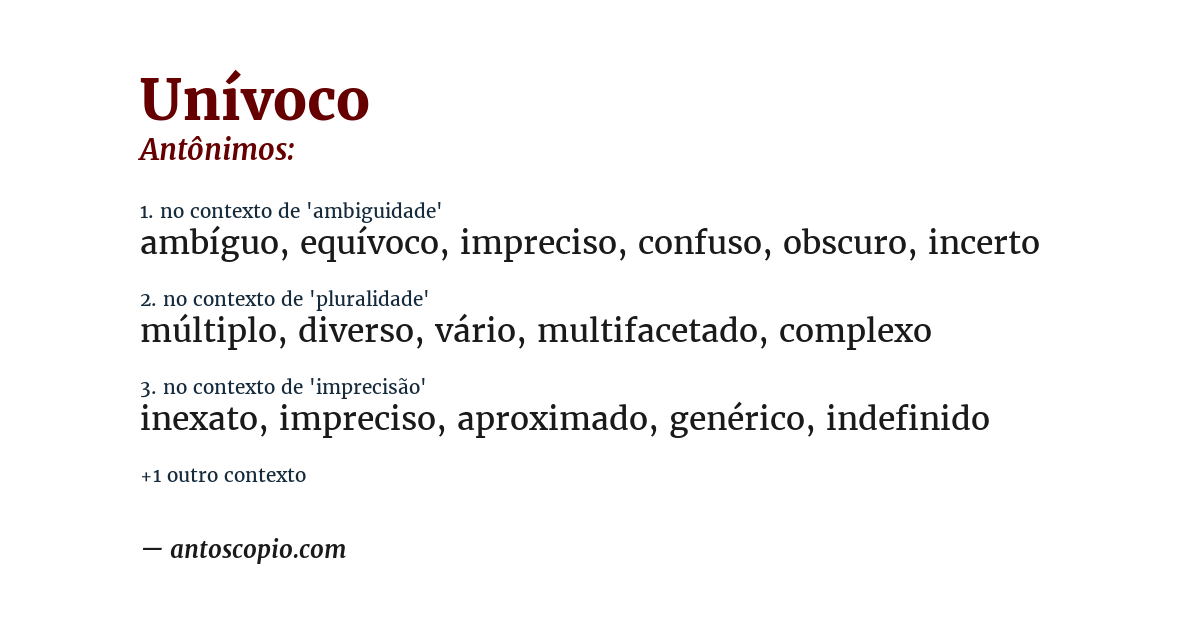 Antônimo de unívoco