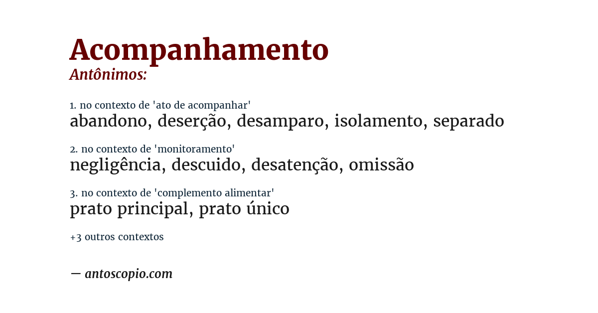 Antônimo de acompanhamento