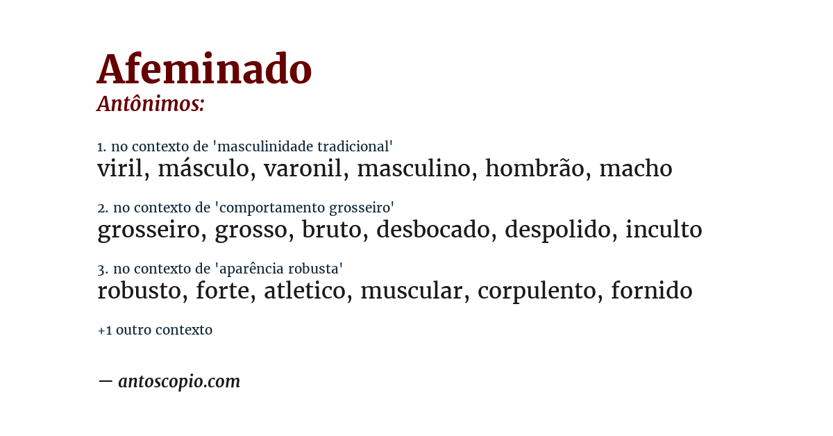 Antônimo de afeminado