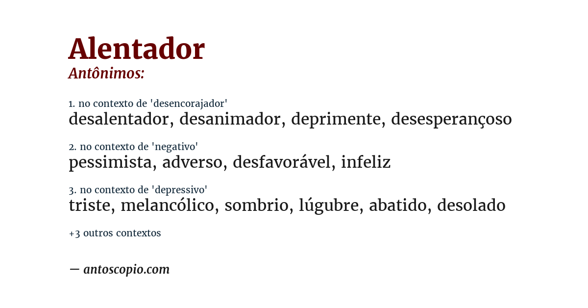 Antônimo de alentador