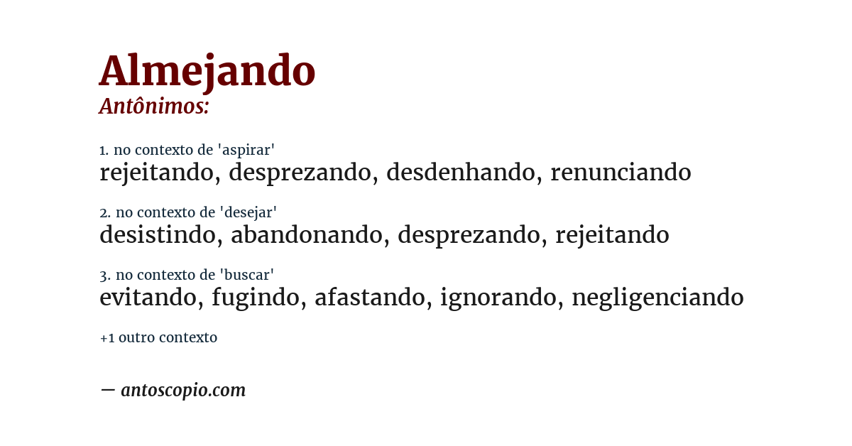 Antônimo de almejando