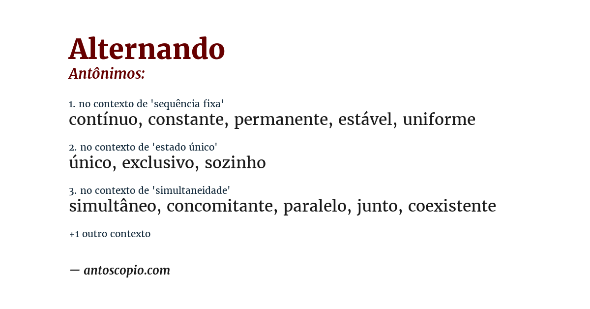 Antônimo de alternando