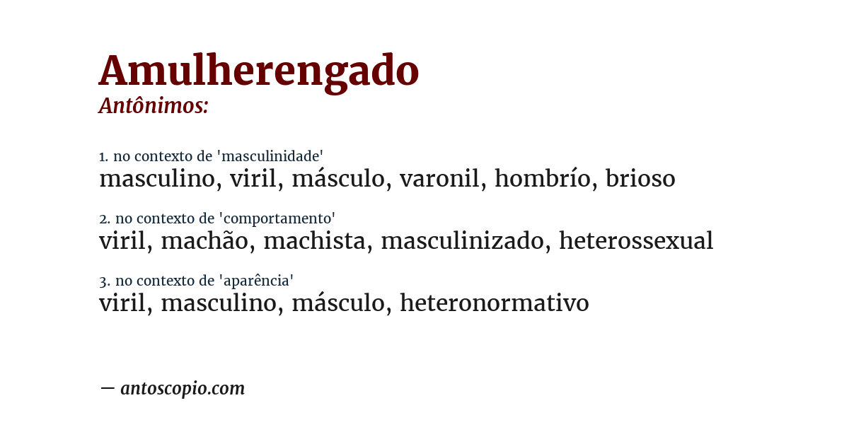 Antônimo de amulherengado