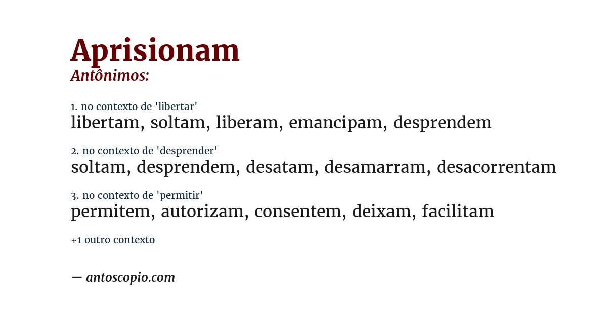 Antônimo de aprisionam
