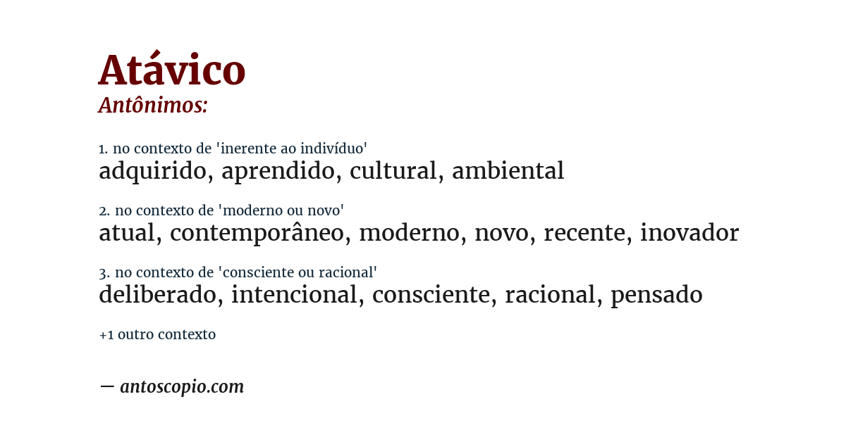 Antônimo de atávico