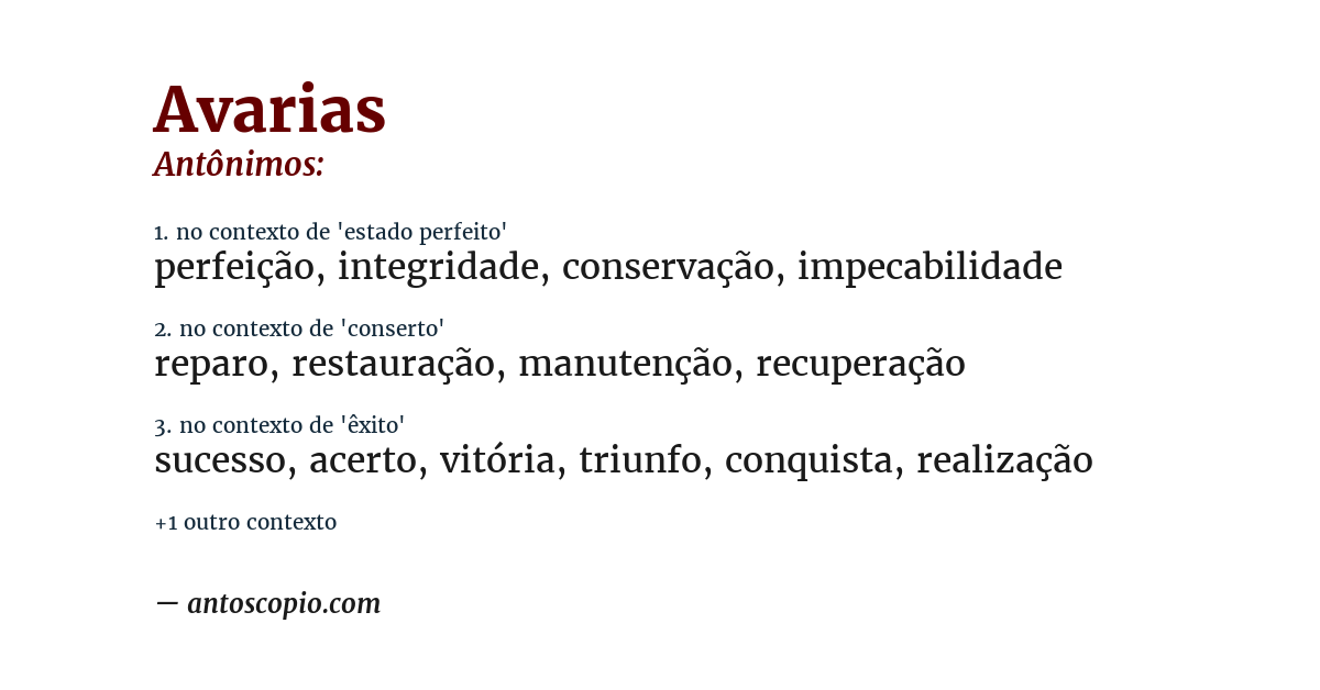 Antônimo de avarias
