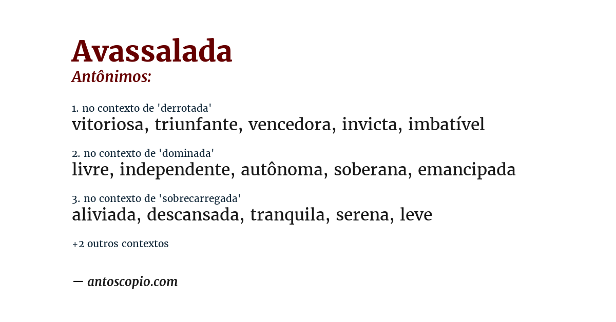Antônimo de avassalada