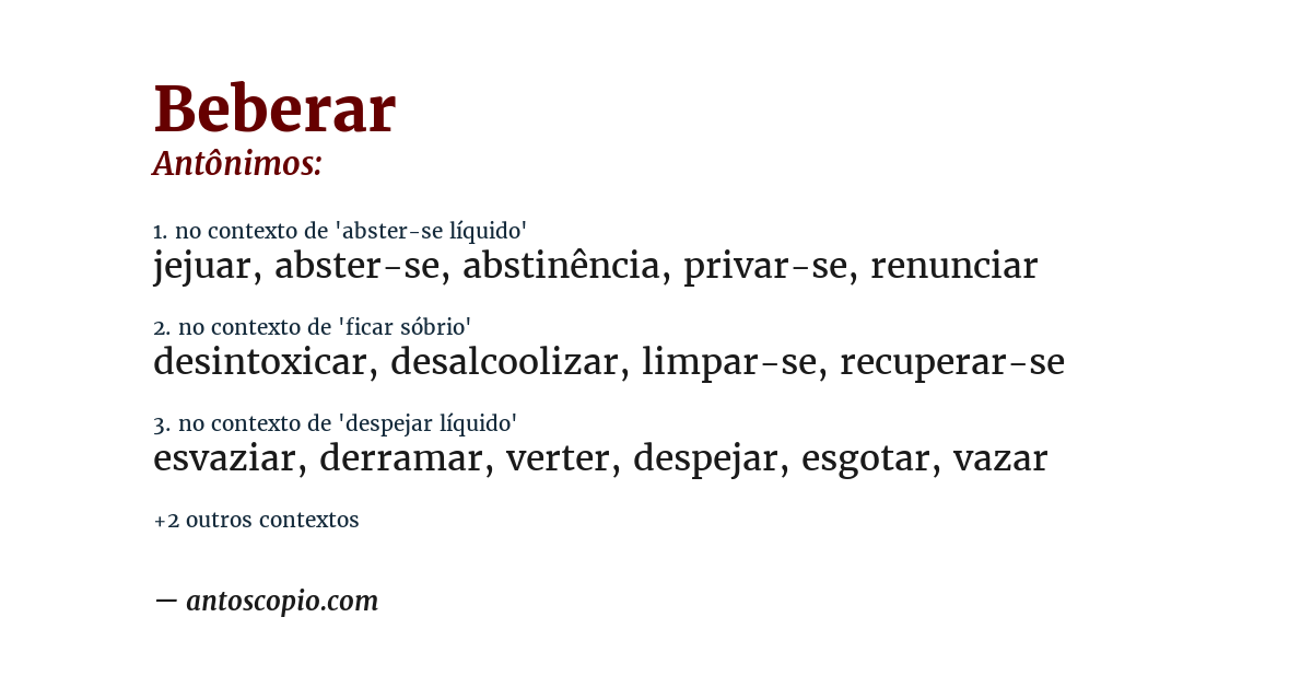 Antônimo de beberar