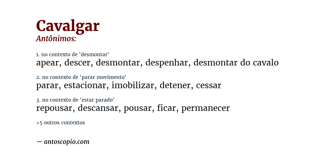 Antônimo de cavalgar