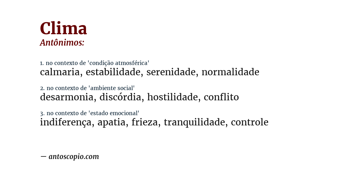 Antônimo de clima