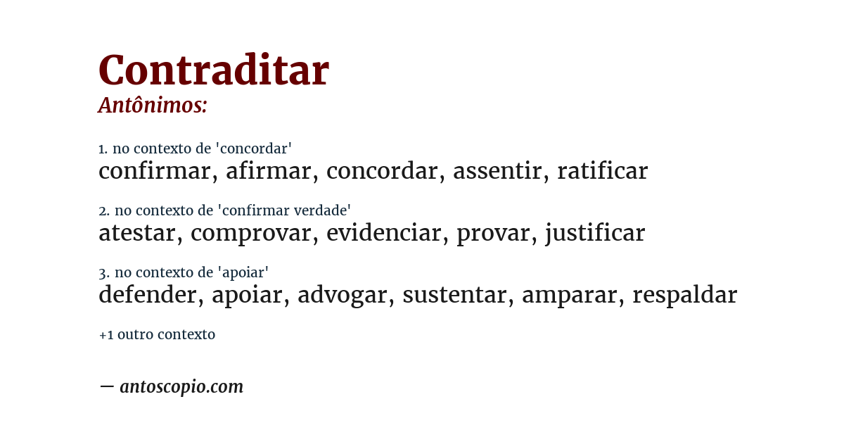 Antônimo de contraditar