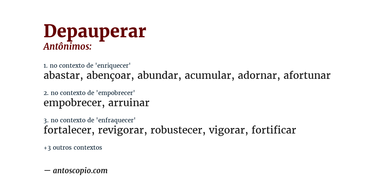 Antônimo de depauperar