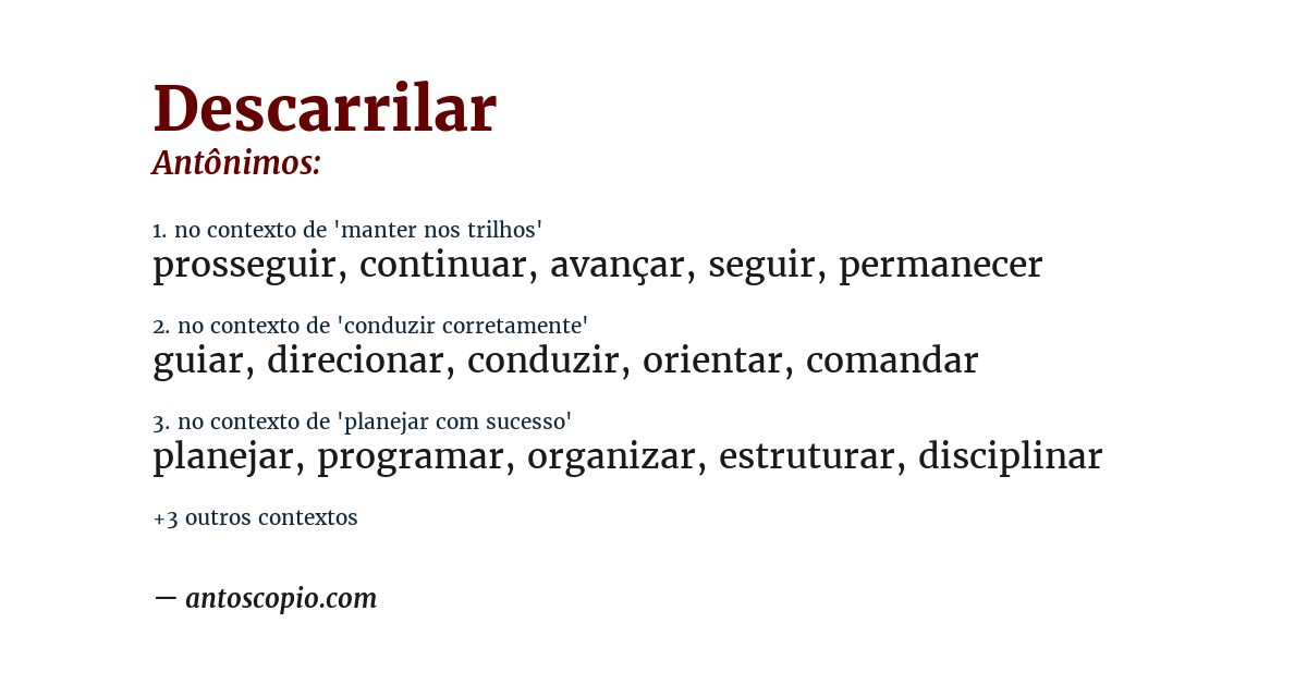 Antônimo de descarrilar