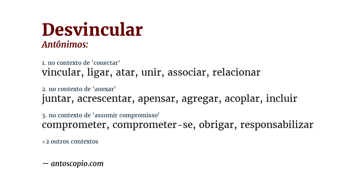 Antônimo de desvincular