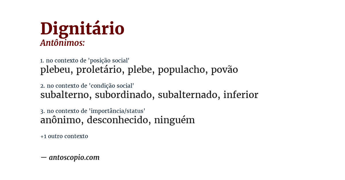 Antônimo de dignitário