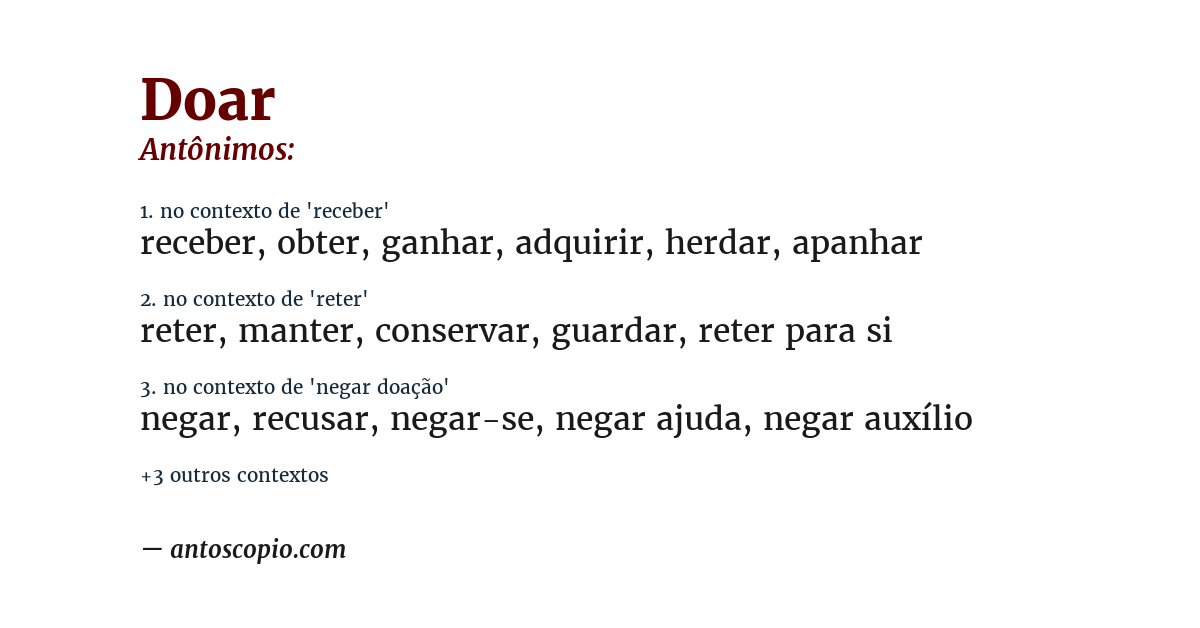 Antônimo de doar