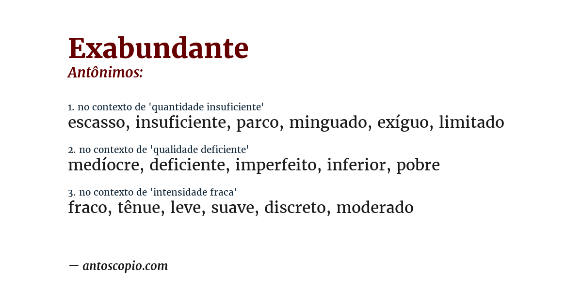 Antônimo de exabundante