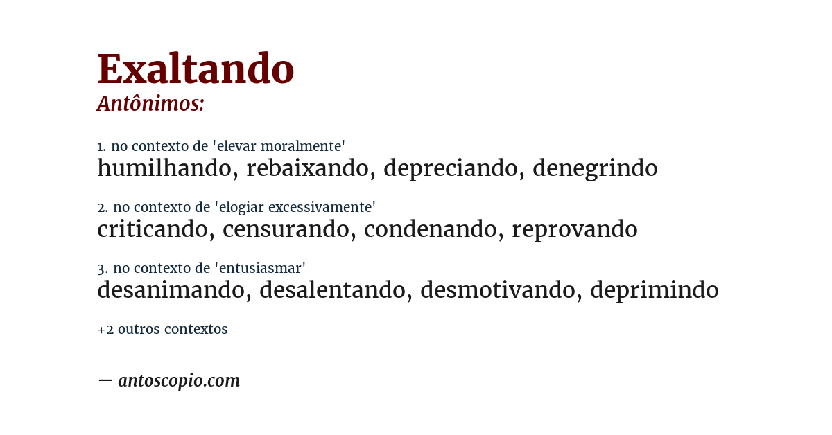 Antônimo de exaltando