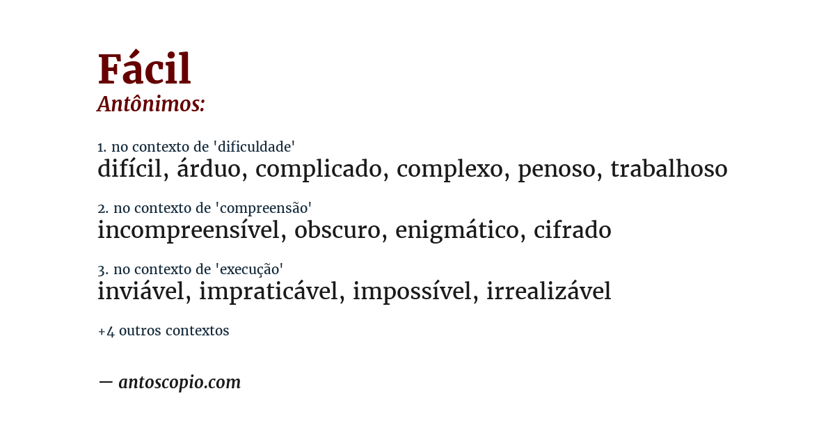Antônimo de fácil