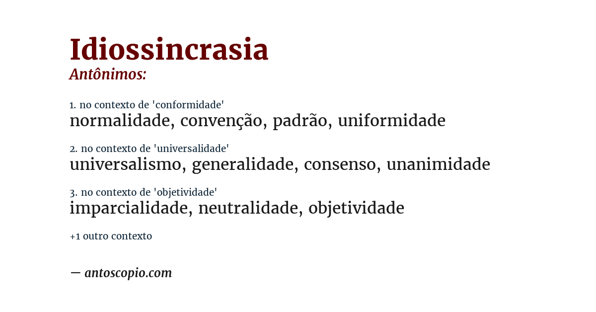 Antônimo de idiossincrasia