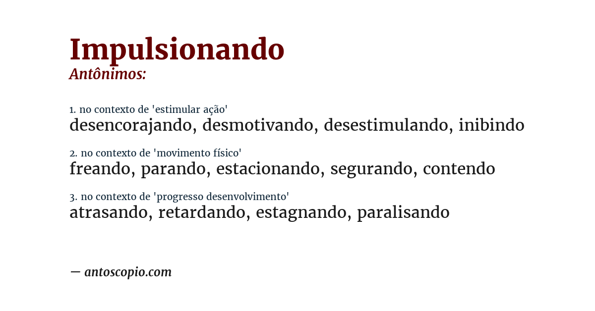Antônimo de impulsionando