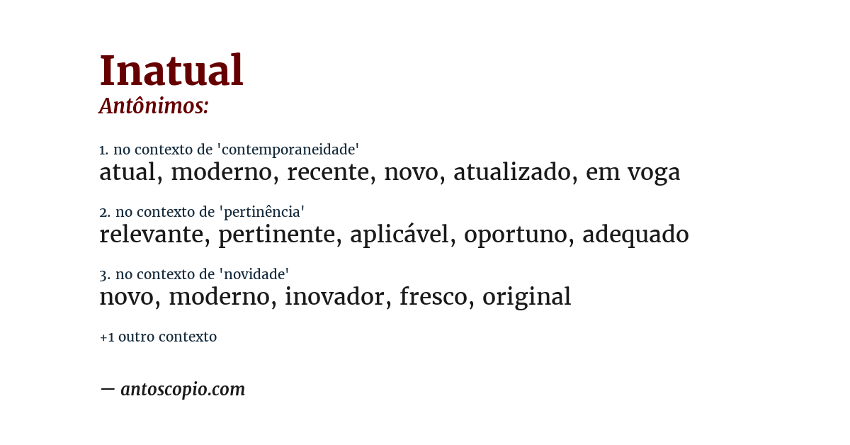Antônimo de inatual