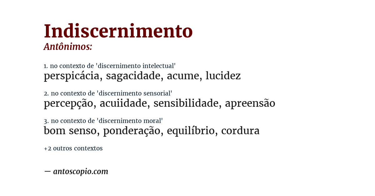 Antônimo de indiscernimento