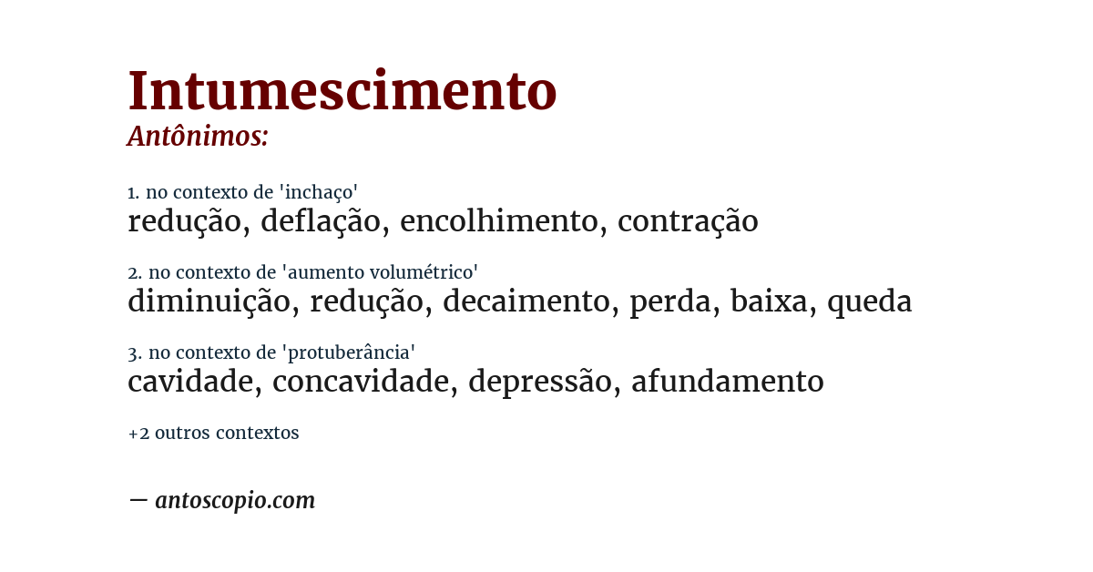 Antônimo de intumescimento