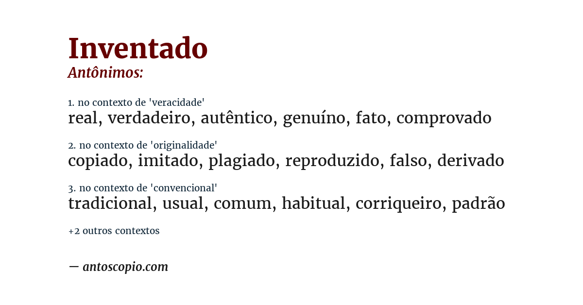 Antônimo de inventado