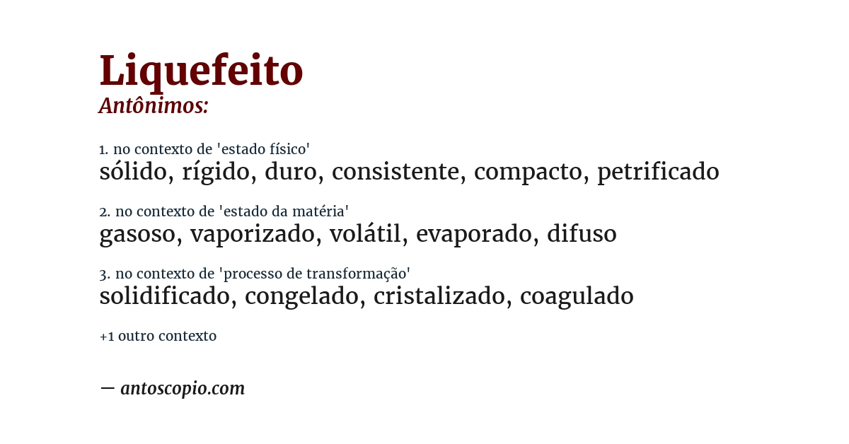 Antônimo de liquefeito
