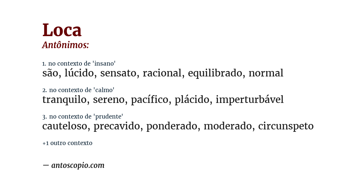 Antônimo de loca