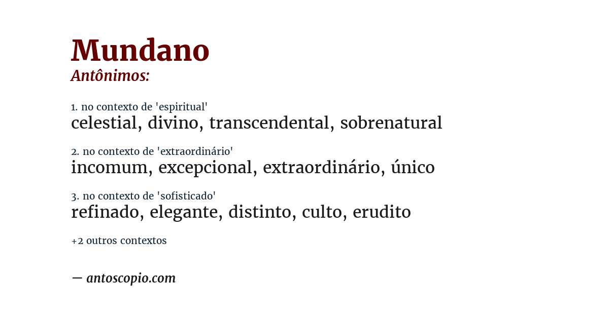 Antônimo de mundano