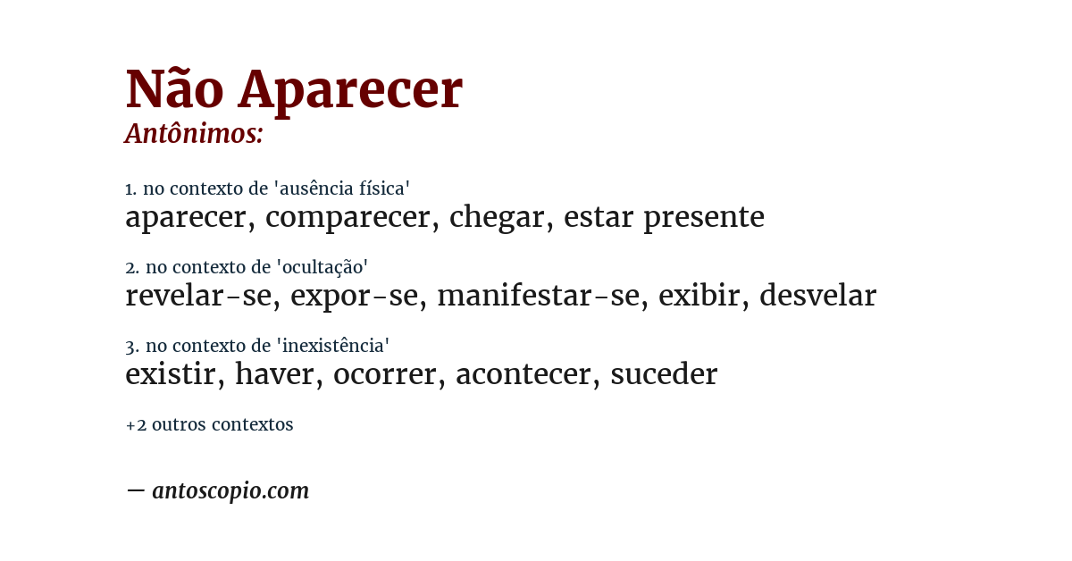 Antônimo de não aparecer