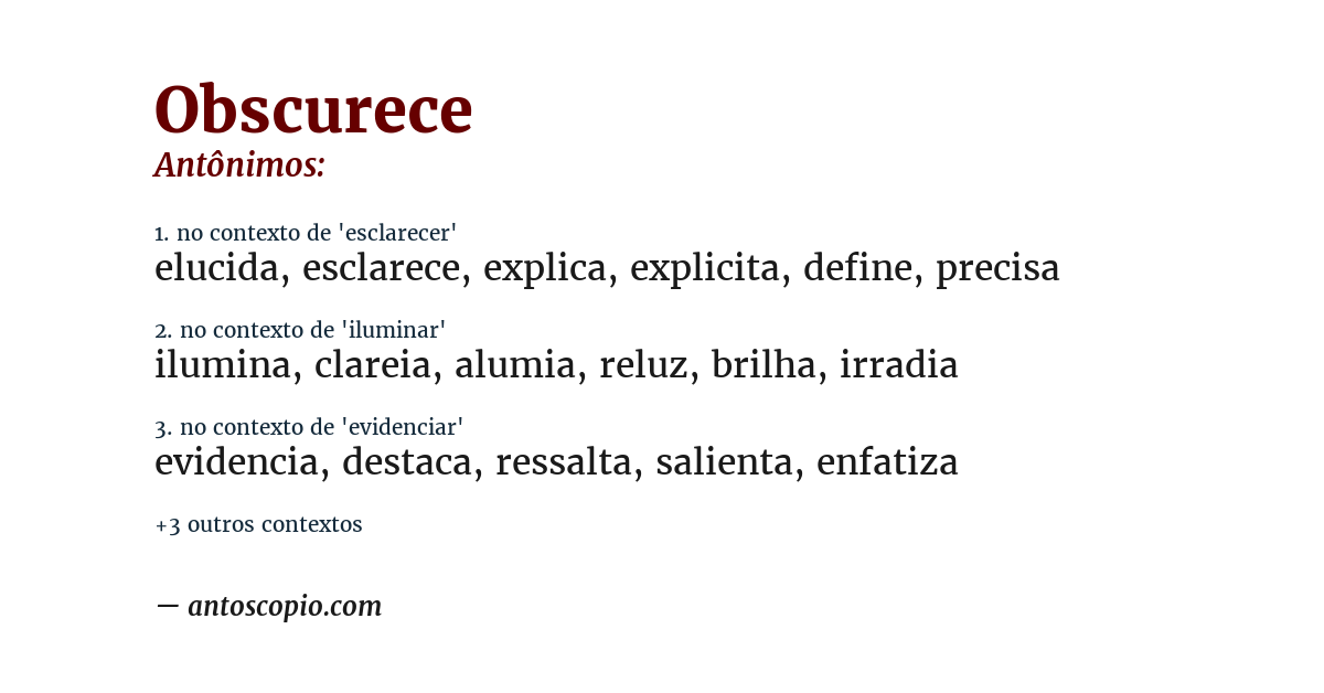 Antônimo de obscurece