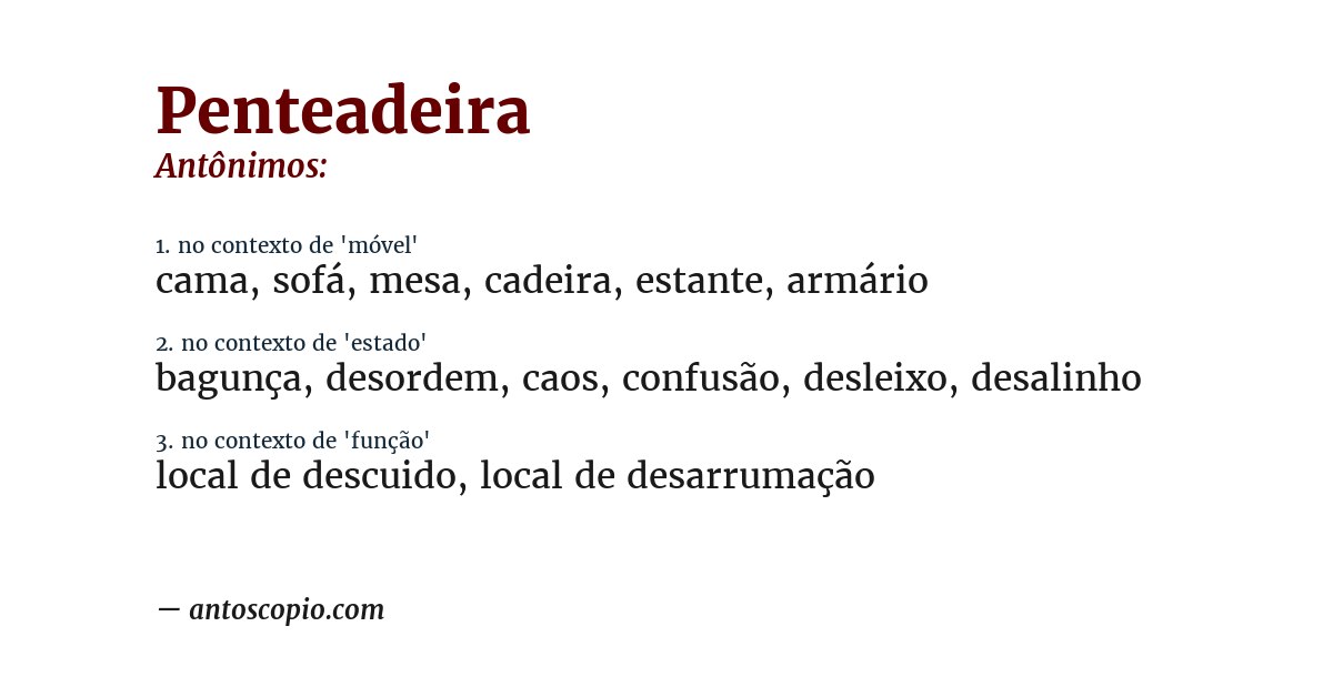 Antônimo de penteadeira