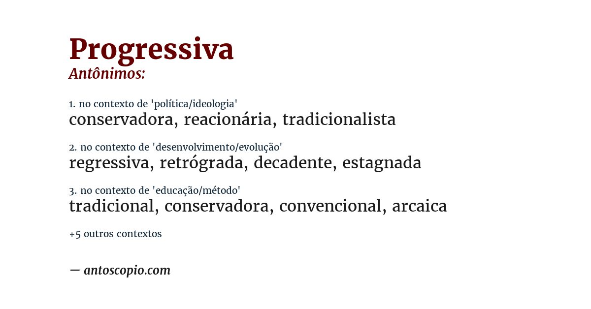 Antônimo de progressiva