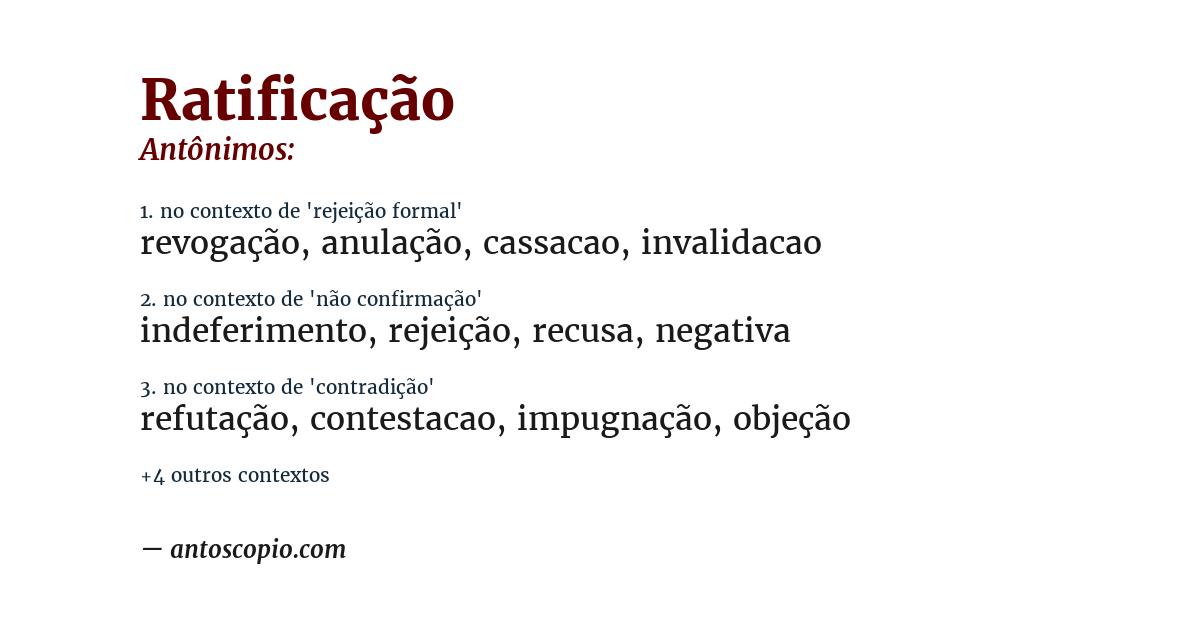 Antônimo de ratificação
