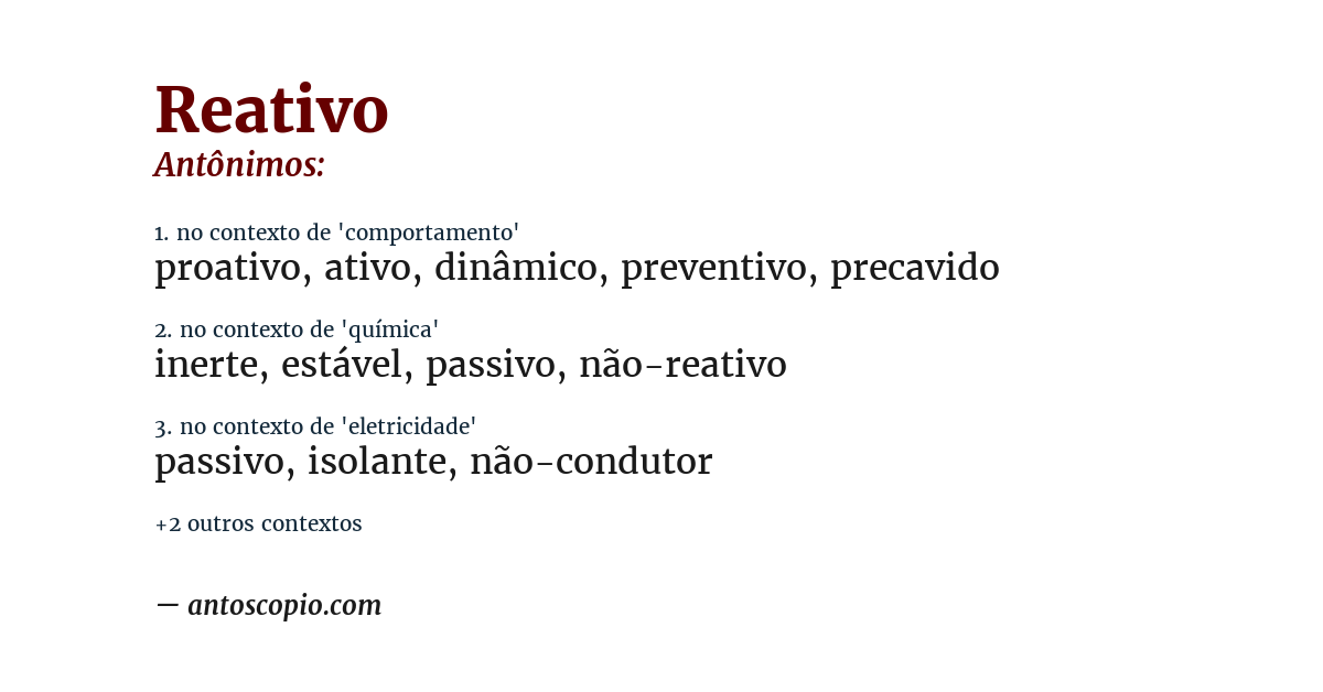 Antônimo de reativo