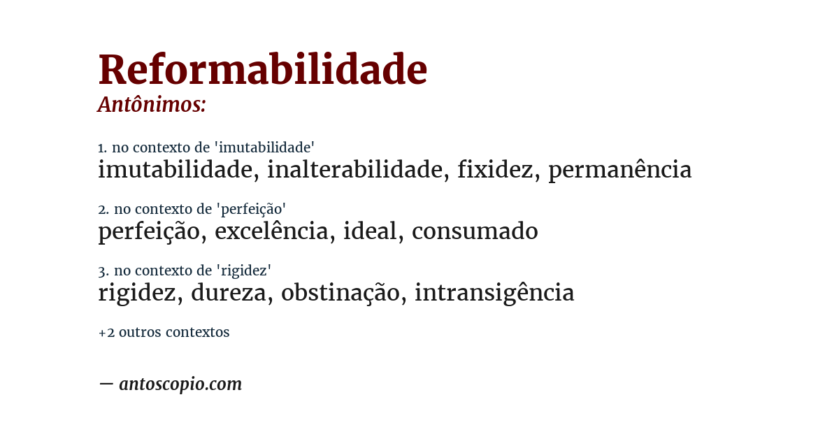 Antônimo de reformabilidade
