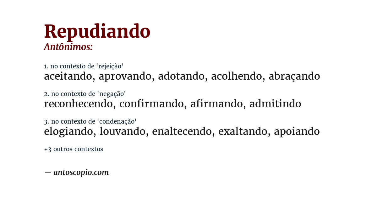 Antônimo de repudiando