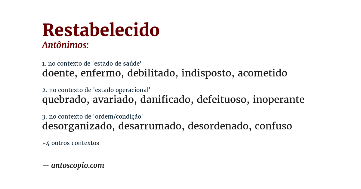 Antônimo de restabelecido
